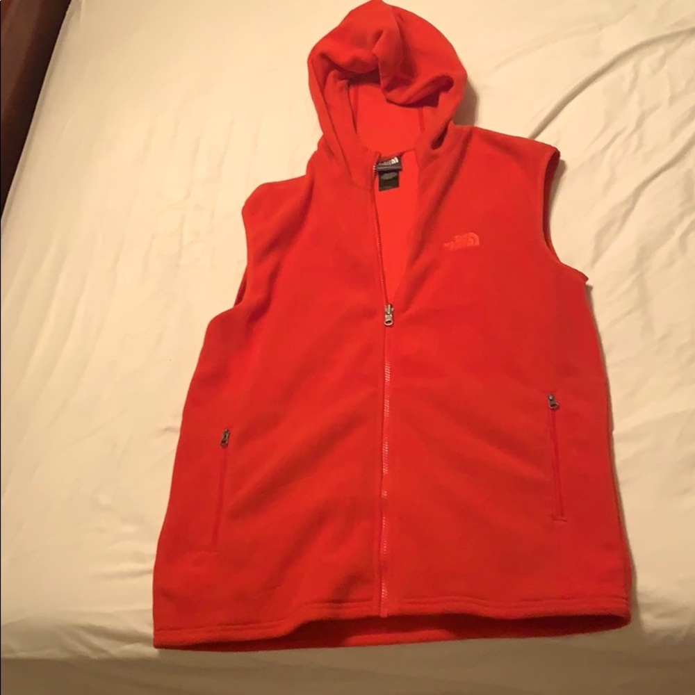 Red North Face Vest with hoodie